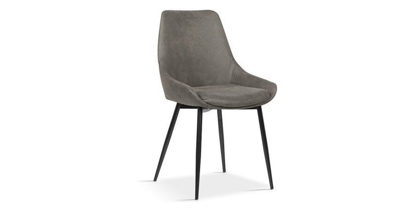 Chaise MICRA PU Micro fibre gris, dimensions: H86 x L49 x P61 cm, idéal pour un salon de prestige