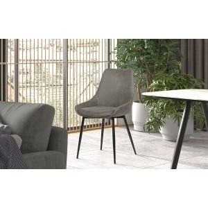 Chaise MICRA PU Micro fibre gris, dimensions: H86 x L49 x P61 cm, idéal pour un salon de prestige