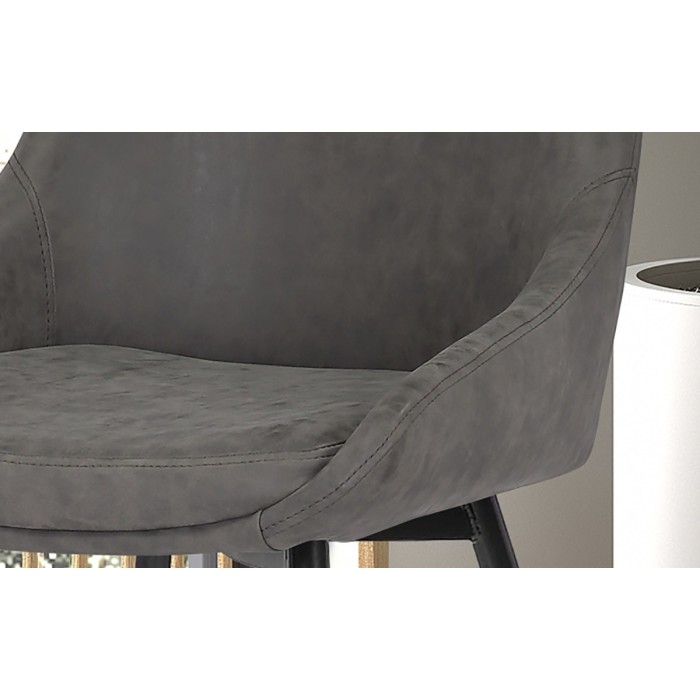 Chaise MICRA PU Gris clair, dimensions: H86 x L49 x P61 cm, idéal pour un salon de prestige