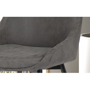 Chaise MICRA PU Gris clair, dimensions: H86 x L49 x P61 cm, idéal pour un salon de prestige