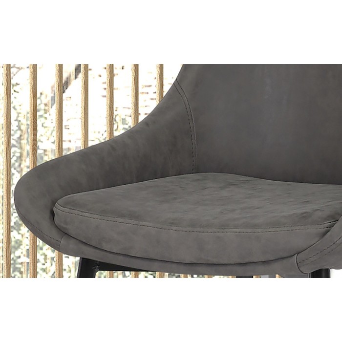 Chaise MICRA PU Gris clair, dimensions: H86 x L49 x P61 cm, idéal pour un salon de prestige
