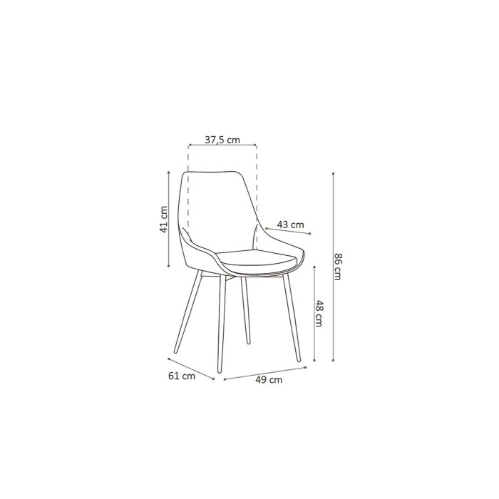 Chaise MICRA Velours Bleu, dimensions: H86 x L49 x P61 cm, idéal pour un salon de prestige