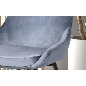 Chaise MICRA Velours Bleu, dimensions: H86 x L49 x P61 cm, idéal pour un salon de prestige