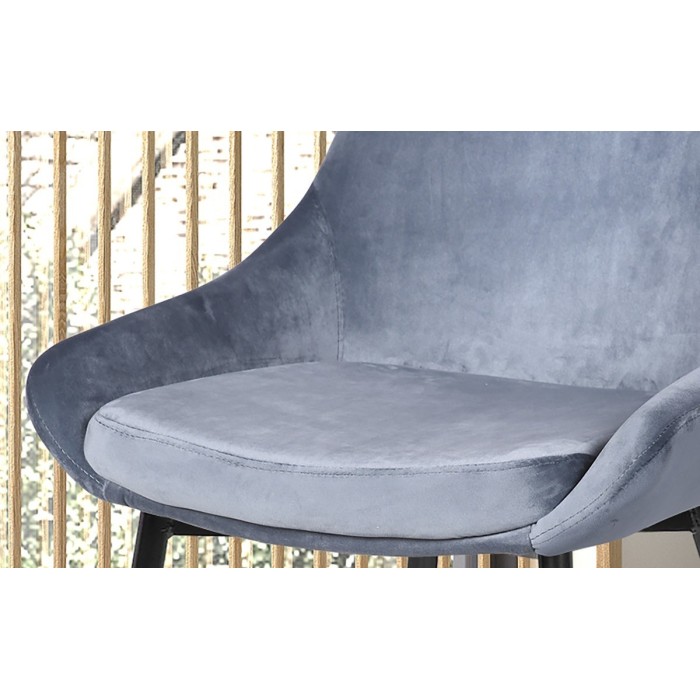 Chaise MICRA Velours Bleu, dimensions: H86 x L49 x P61 cm, idéal pour un salon de prestige