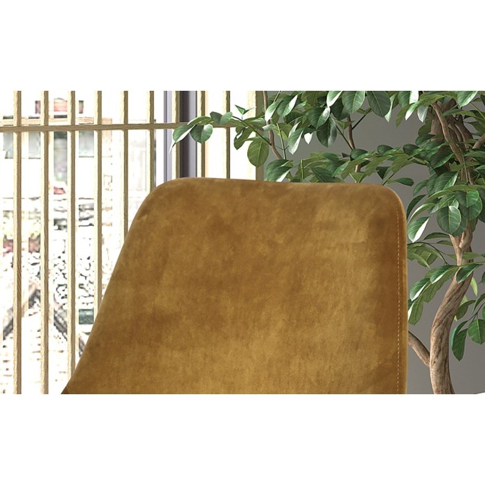 Chaise MICRA Velours Or, dimensions: H86 x L49 x P61 cm, idéal pour un salon de prestige