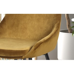 Chaise MICRA Velours Or, dimensions: H86 x L49 x P61 cm, idéal pour un salon de prestige
