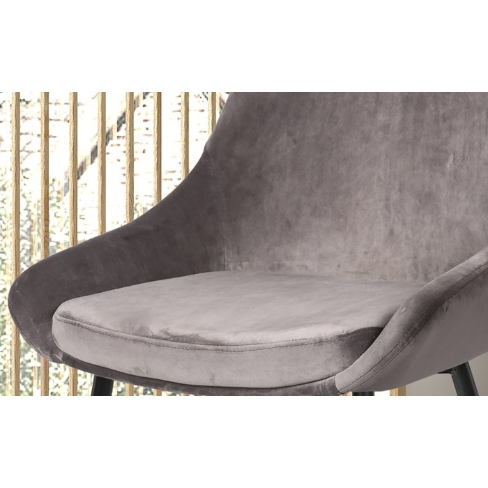 Chaise MICRA Velours Gris, dimensions: H86 x L49 x P61 cm, idéal pour un salon de prestige