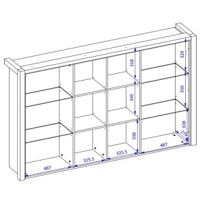 Huche avec éclairage LED collection BOWIE. 2 portes et 6 niches centrales. Couleur chêne et noir.