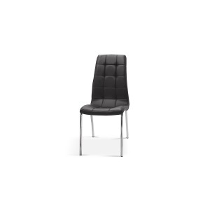 Chaise MERIL PU Noir, dimensions: H96 x L42 x P55 cm, idéal pour une salle a mangé tape a l'œil