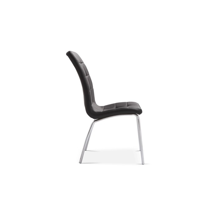Chaise MERIL PU Noir, dimensions: H96 x L42 x P55 cm, idéal pour une salle a mangé tape a l'œil