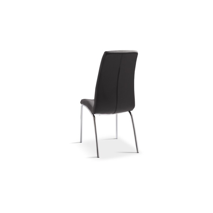 Chaise MERIL PU Noir, dimensions: H96 x L42 x P55 cm, idéal pour une salle a mangé tape a l'œil