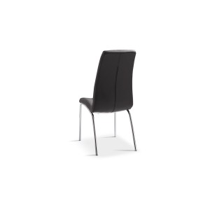 Chaise MERIL PU Noir, dimensions: H96 x L42 x P55 cm, idéal pour une salle a mangé tape a l'œil
