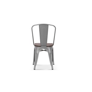 Chaise VIVI Gris clair et orme foncé, dimensions: H84 x L44 x P51 cm, idéal pour une salle à manger rustique