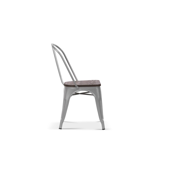 Chaise VIVI Gris clair et orme foncé, dimensions: H84 x L44 x P51 cm, idéal pour une salle à manger rustique