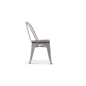 Chaise VIVI Gris clair et orme foncé, dimensions: H84 x L44 x P51 cm, idéal pour une salle à manger rustique