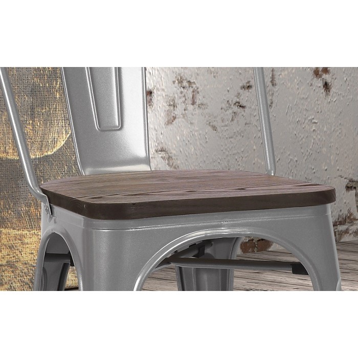 Chaise VIVI Gris clair et orme foncé, dimensions: H84 x L44 x P51 cm, idéal pour une salle à manger rustique