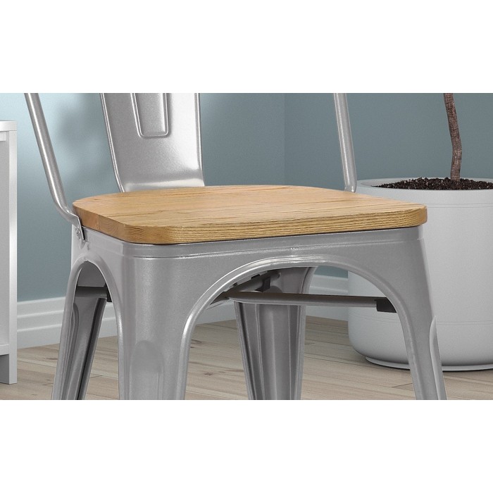 Chaise 'VIVI' Gris clair et orme clair, dimensions: H84 x L44 x P51 cm, idéal pour une salle à manger rustique