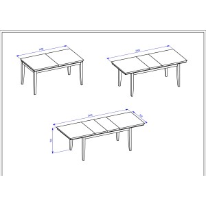 Table extensible jusqu'à 240cm pour 10 personnes pour salle à manger Collection PALACE. Coloris chêne foncé.