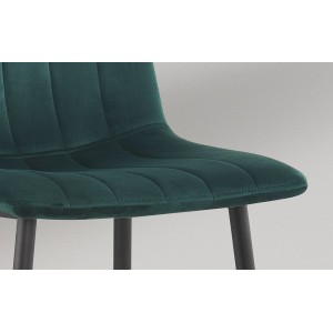 Chaise BRUCE Velours Vert, dimensions: H86 x L45 x P55 cm, idéal pour une salle à manger design et moderne