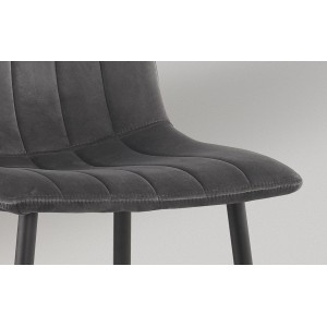 Chaise BRUCE Velours Gris, dimensions: H86 x L45 x P55 cm, idéal pour une salle à manger design et moderne