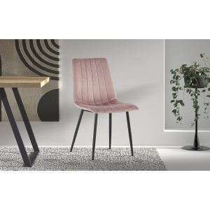 Chaise BRUCE Velours Rose, dimensions: H86 x L45 x P55 cm, idéal pour une salle à manger design et moderne