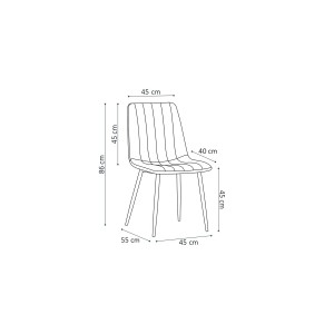 Chaise BRUCE Velours Rose, dimensions: H86 x L45 x P55 cm, idéal pour une salle à manger design et moderne