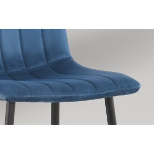 Chaise BRUCE Velours Bleu, dimensions: H86 x L45 x P55 cm, idéal pour une salle à manger design et moderne