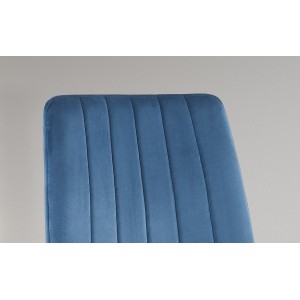 Chaise BRUCE Velours Bleu, dimensions: H86 x L45 x P55 cm, idéal pour une salle à manger design et moderne