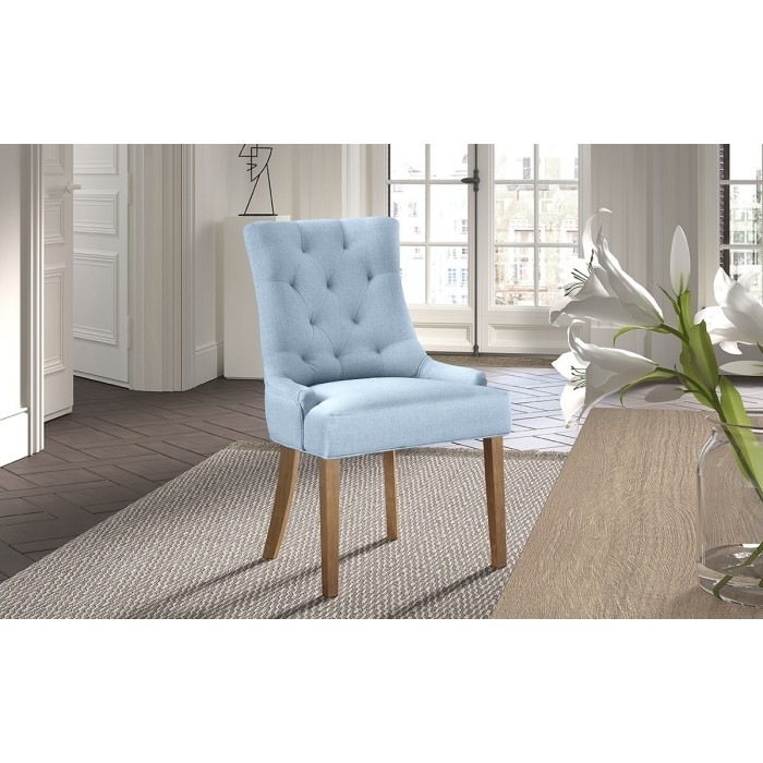 Chaise ROYA Tissu bleu, dimension H93 x L56 x P60, idéal pour votre cuisine ou salle à manger
