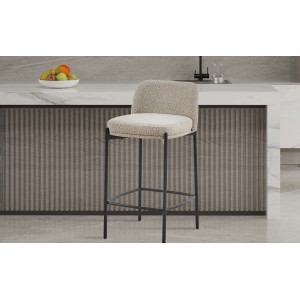 Chaise de comptoir ELISE couleur sable, dimensions H91 x L44 x P42, idéal pour un comptoir moderne