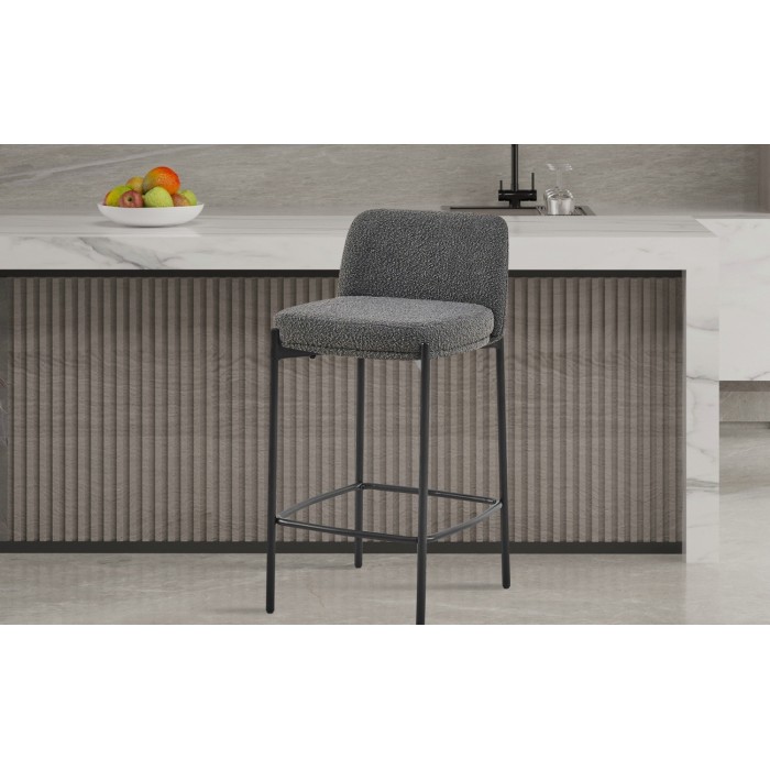 Chaise de comptoir ELISE couleur grise, dimensions H91 x L44 x P42, idéal pour un comptoir moderne