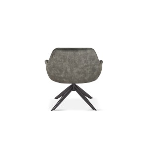 Chaise pivotante LAS en velours vert pour un salon design.