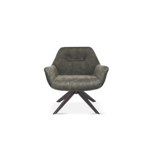 Chaise pivotante LAS en velours vert pour un salon design.