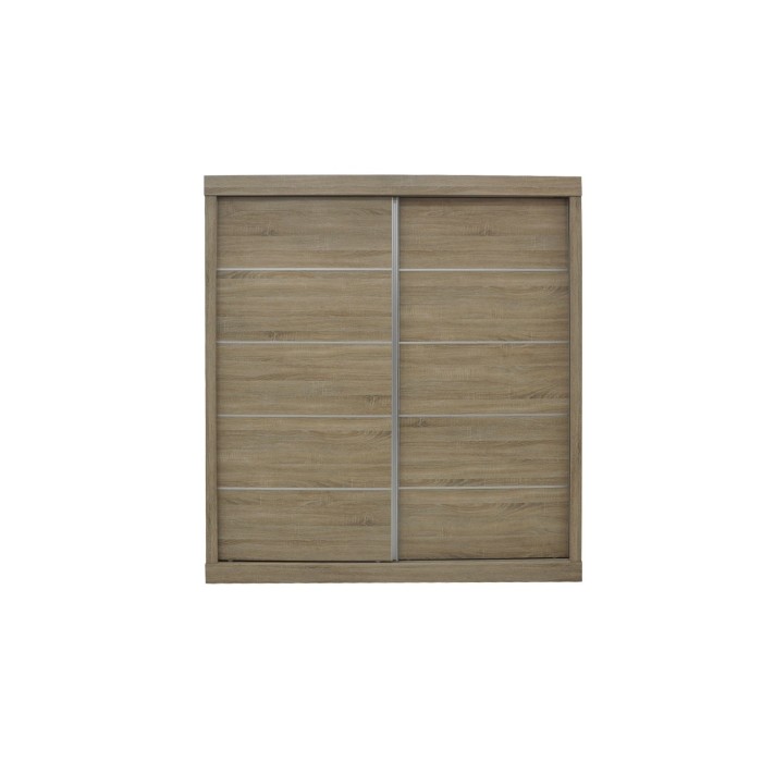 Garde Robe MILS, armoire 2 portes coulissantes chêne sonoma, idéal pour une chambre design