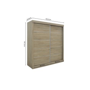 Garde Robe MILS, armoire 2 portes coulissantes chêne sonoma, idéal pour une chambre design