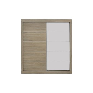 Garde Robe MILS, armoire 2 portes coulissantes avec miroir coloris chêne sonoma, idéal pour une chambre design