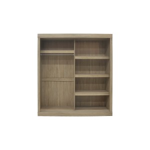 Garde Robe MILS, armoire 2 portes coulissantes avec miroir coloris chêne sonoma, idéal pour une chambre design
