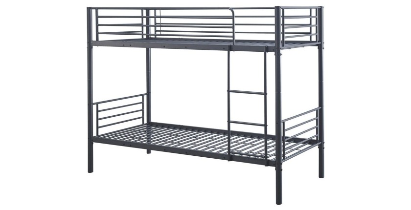 Lit en métal superposé 90x200 cm SAMMY, coloris gris foncé