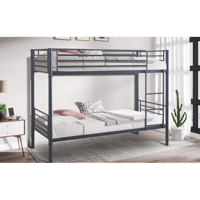 Lit en métal superposé 90x200 cm SAMMY, coloris gris foncé