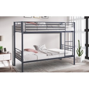 Lit en métal superposé 90x200 cm SAMMY, coloris gris foncé