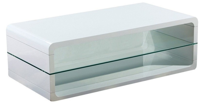 Table basse LARNEL blanc laqué, idéal dans votre salon