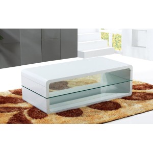 Table basse LARNEL blanc laqué, idéal dans votre salon