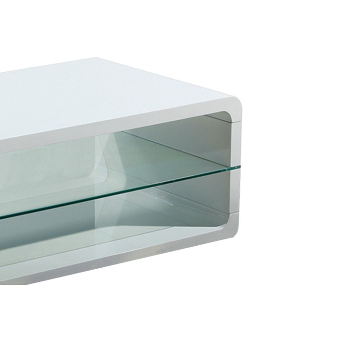 Table basse LARNEL blanc laqué, idéal dans votre salon