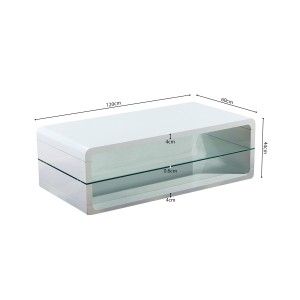 Table basse LARNEL blanc laqué, idéal dans votre salon