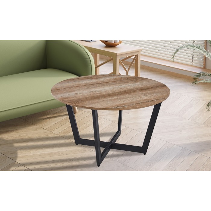 Table basse collection CARMIN coloris chêne vieilli, idéal pour un salon rustique