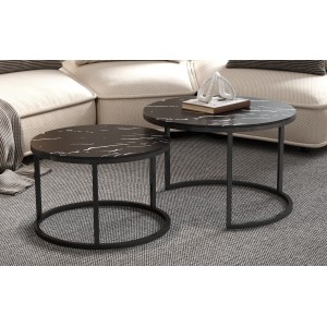 Table basse collection MANHATTAN effet marbre noir, Idéal pour un salon chic