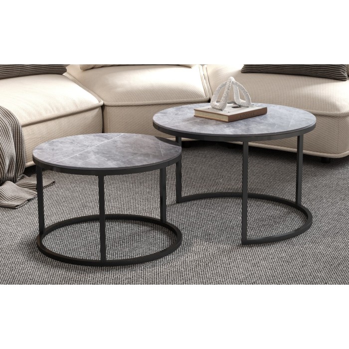 Table basse collection MANHATTAN effet pierre grise marbrée, Idéal pour un salon chic