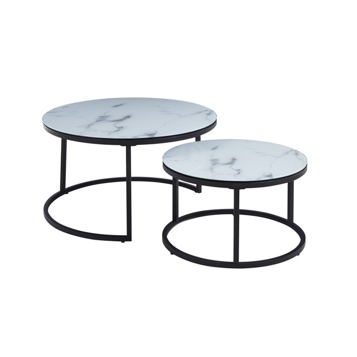 Table basse collection MANHATTAN effet marbre blanc, Idéal pour un salon chic