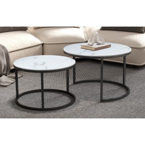 Table basse collection MANHATTAN effet marbre blanc, Idéal pour un salon chic