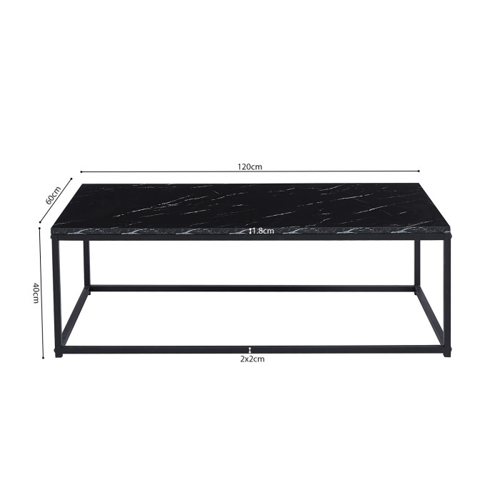 Table basse EWING effet marbre noir, idéal pour un salon unique